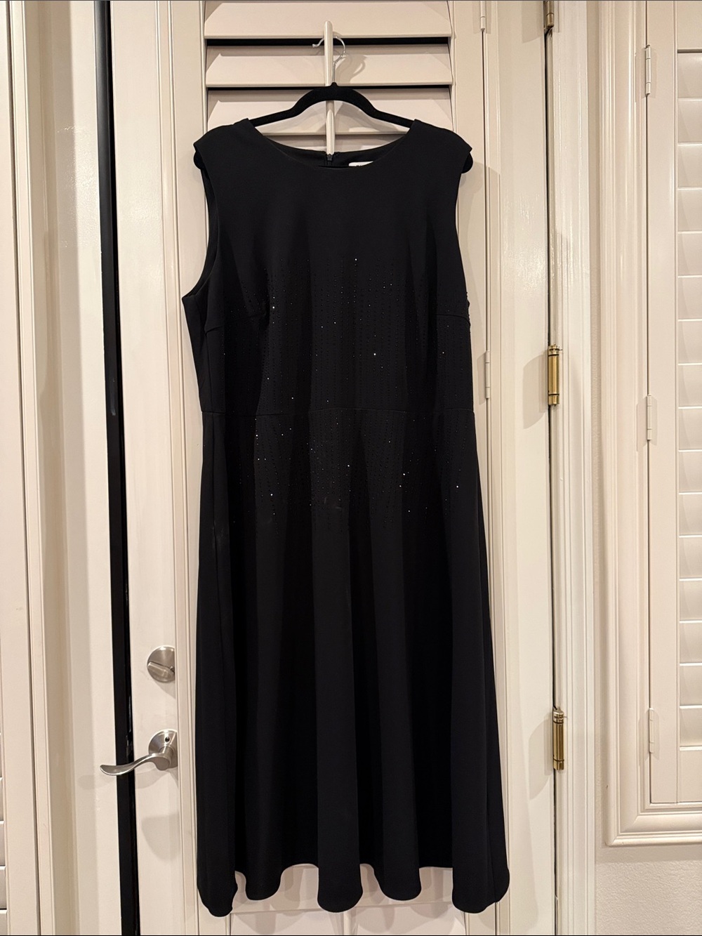DKNY Black Sleeveless Midi Dress with Subtle Sparkle Detail